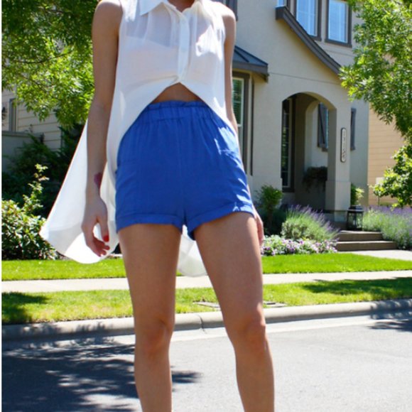 WILFRED ARITZIA BLUE SILK SHORTS SZ S - Picture 5 of 6